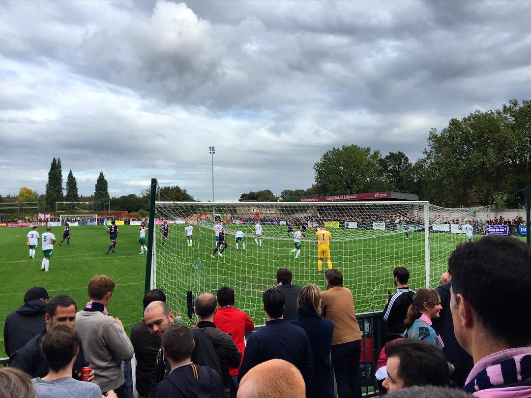 Behind the goal at Dulwich Hamlet